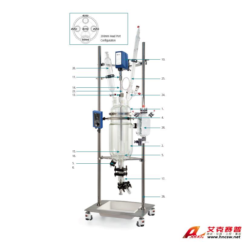 JULABO優萊博 50L玻璃夾套反應釜（DN300法蘭開口），JRS-1503-04