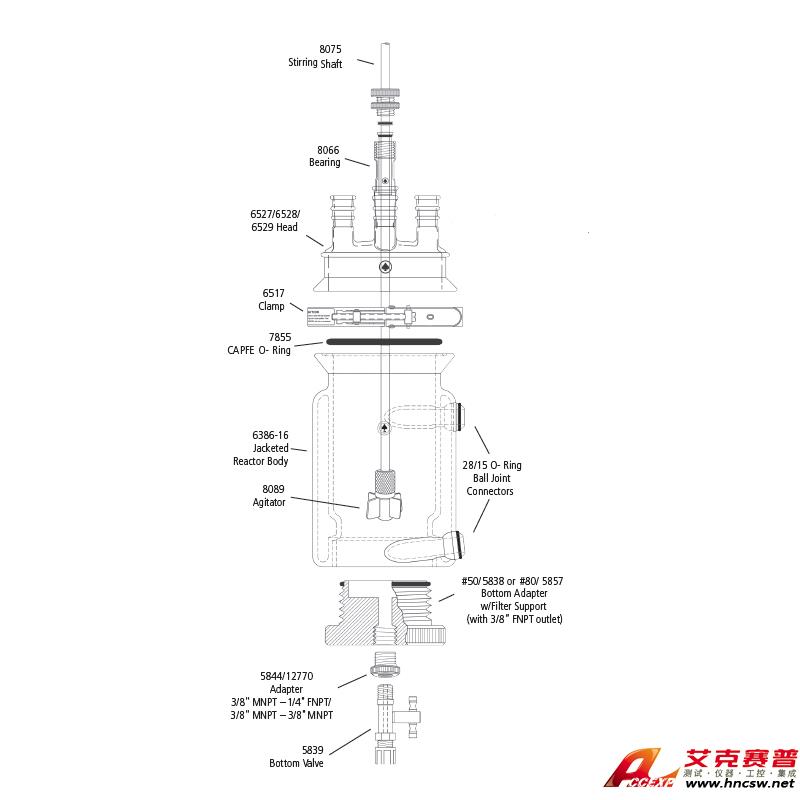 JULABO優萊博 600ml 夾套過濾釜，CRS6386-45